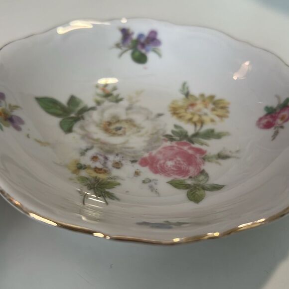 Mitterteich Bavaria Meissen Floral Germany 5” Fruit/Dessert Bowls (2) Vintage - Picture 6 of 7